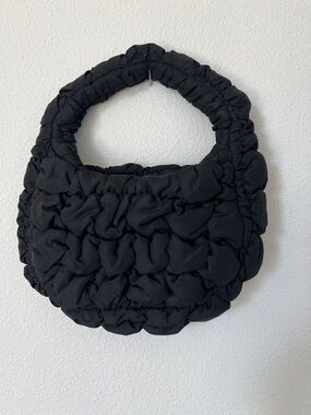 COS Micro Black Quilted Puff Handle Bag